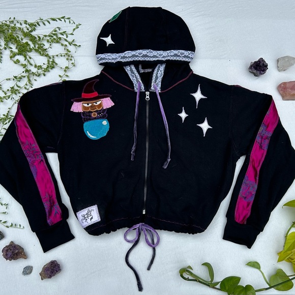 Custom Made Dragon Ball Crop Organic Hoodie Fortune Teller EtherGlyphs OOAK - Picture 3 of 6